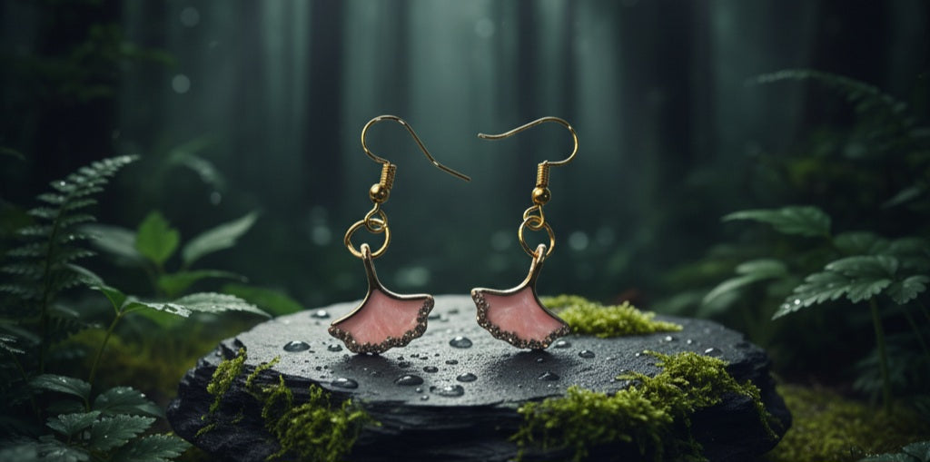 Unique ginkgo leaf dangling earrings