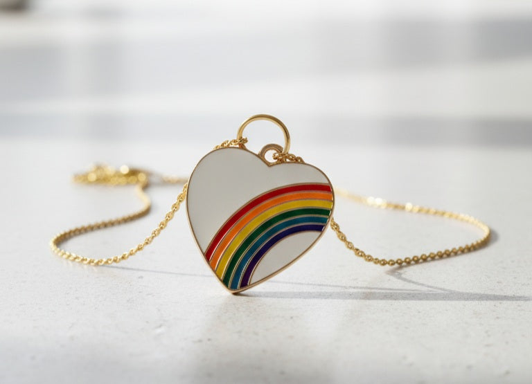 Multicolour heart pendant with chain