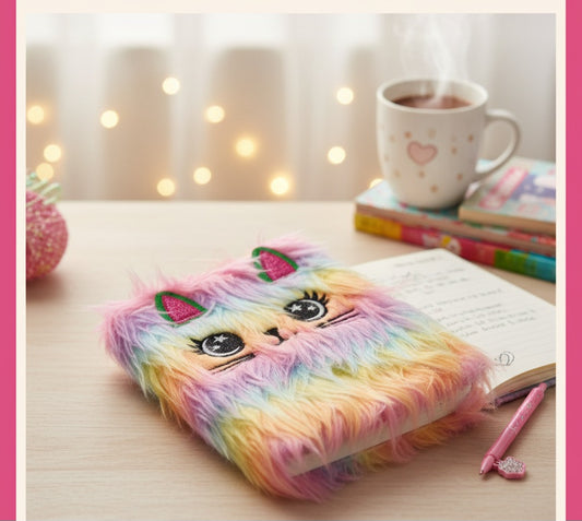 Rainbow Dreamy fllufy cat notebook