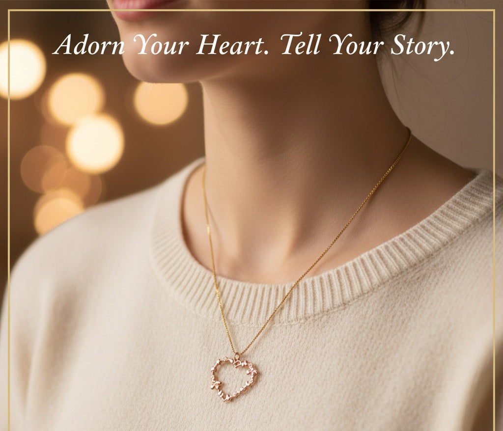 Delicate gold textured heart necklace