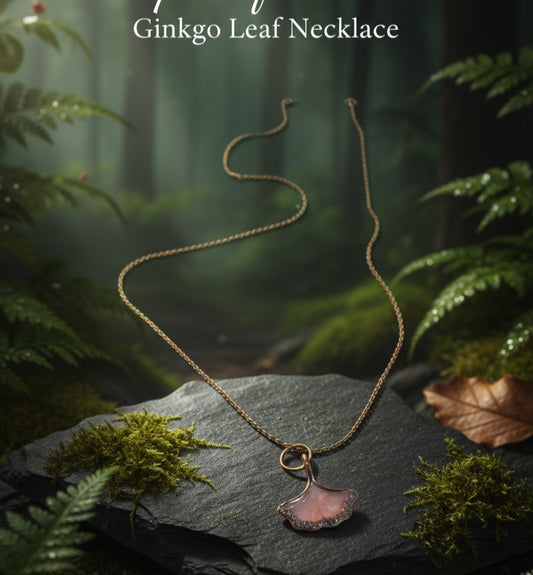 Unique   ginkgo leaf pendant with chain