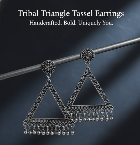 Tribal Triangle tassel earing