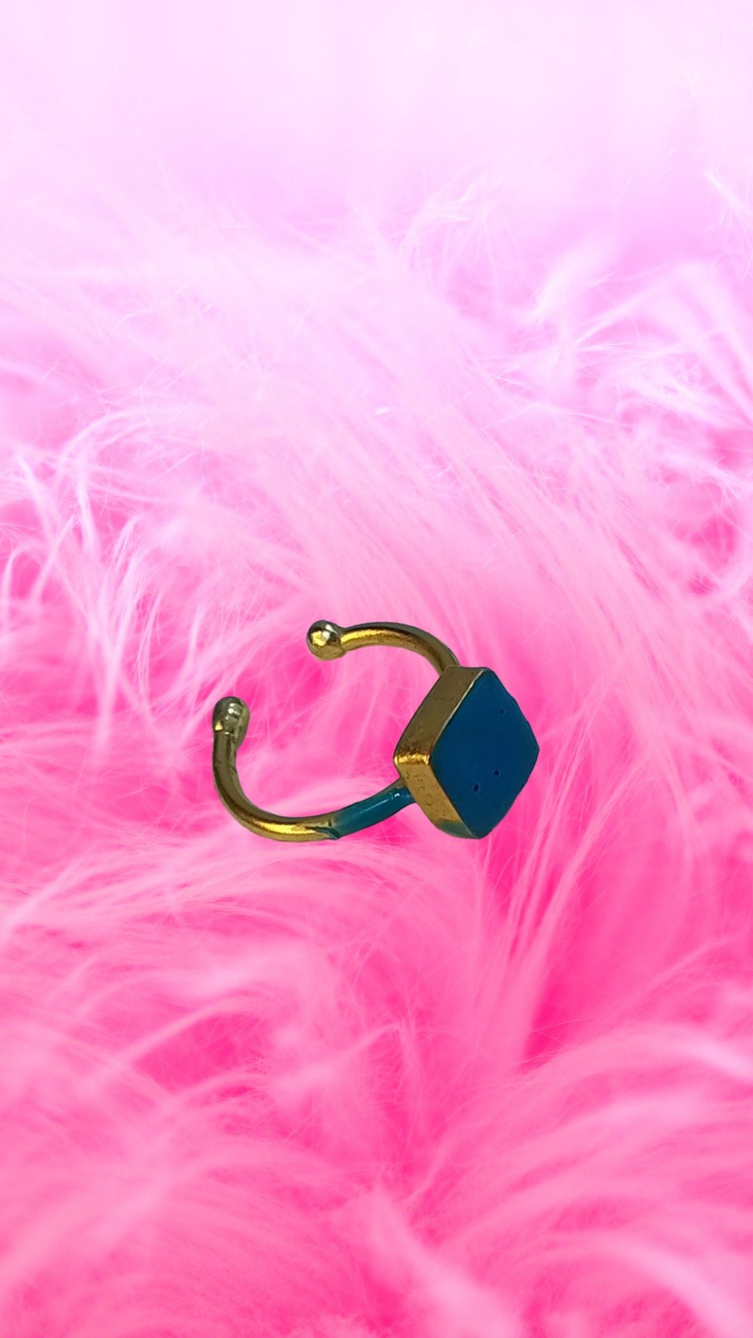 Unique resin blue and gold ring