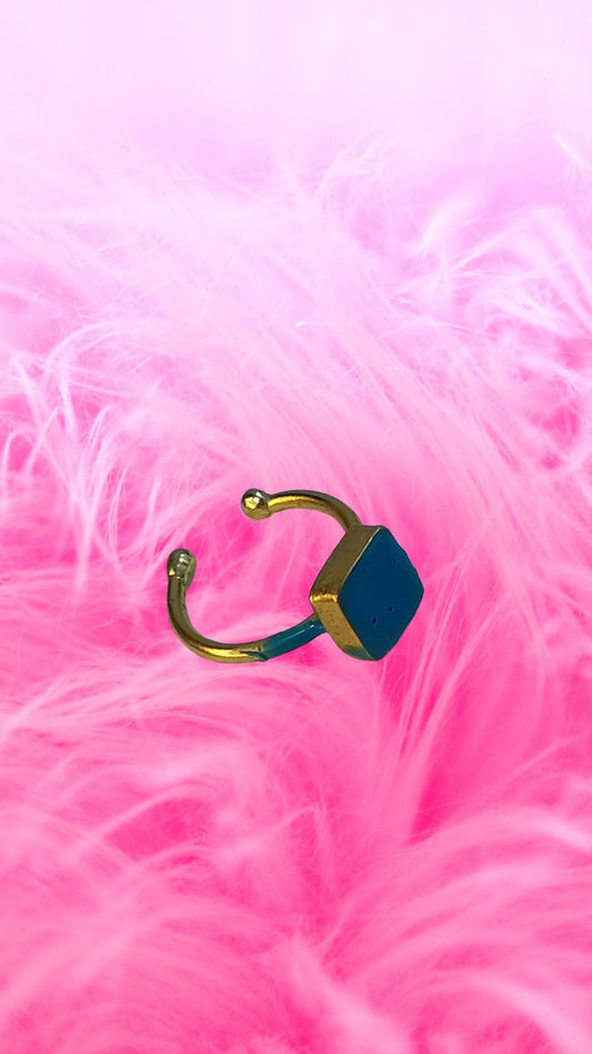 Unique resin blue and gold ring