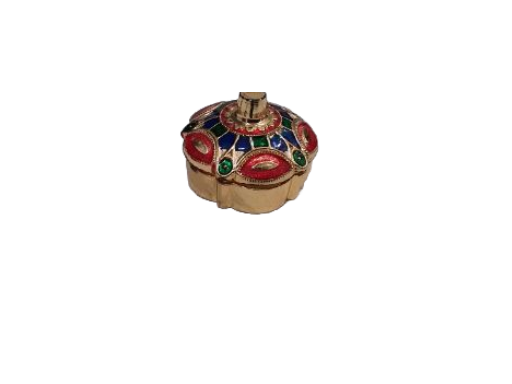 Decoration flower  design kumkum/roli/sindoor small box ,gold tone