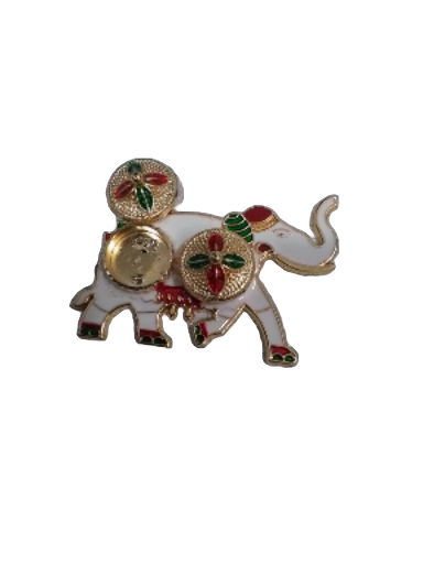 Decorative Enamel Elephant roli/kumkumchawal /sindoor box Set, Gold-Tone, White and Red, 3-Piece